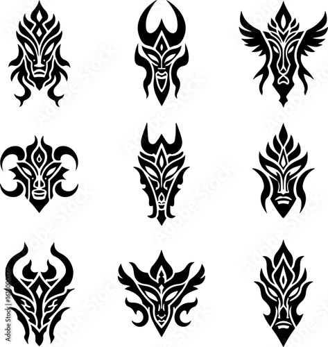 Masks, Tribal, Ethnic, Abstract tattoo design