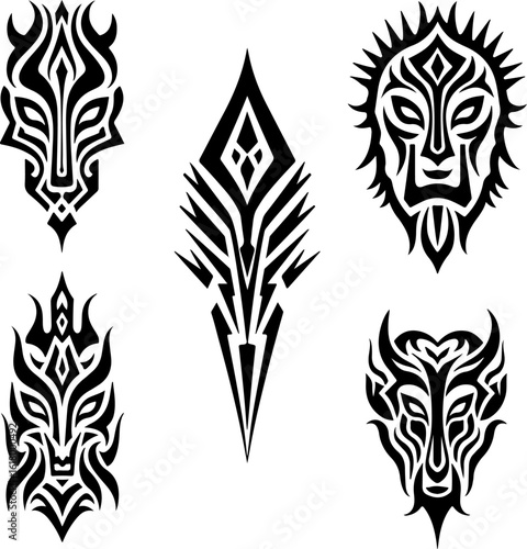 Masks, Tribal, Ethnic, Abstract tattoo design