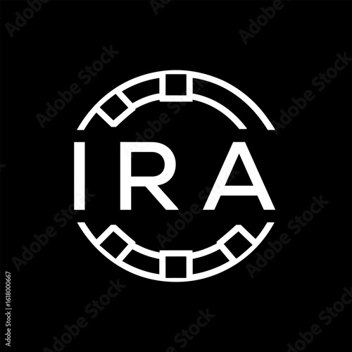 IRA Minimalist IRA Logo Design on Black Background – IRA Later Logo, Modern Circular Branding Concept
