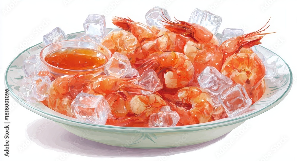 Ice Cubes In Bowl. Delicious Fresh Ice Cubes Ready for a Plate of Shrimp Ice Cubes In Bowl. Delicious Fresh Ice Cubes Ready for a Plate of Shrimp