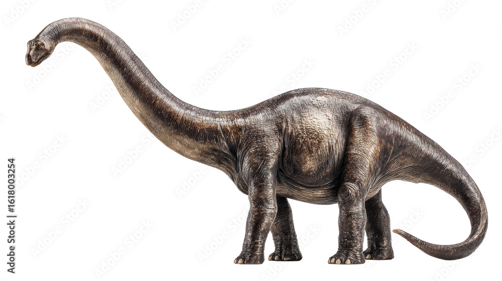 Fototapeta premium A realistic model of a dinosaur, featuring detailed texture and intricate features, isolated on a white background.