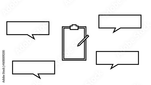 吹き出しとクリップボードメモのフレームアイコンセット