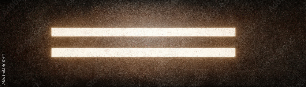 Fototapeta premium Commerce Without Touch, Two bright horizontal light bars glow on dark textured wall creating warm ambiance without touch in modern commerce space
