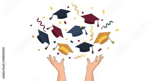 Graduation Moment Vector Illustration of Celebrating Success