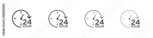 Twenty four hours icon concept outline symbol design.