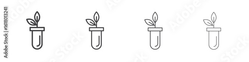 Test tube with plant icon concept outline symbol design.