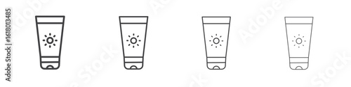 Suntan cream icon concept outline symbol design.