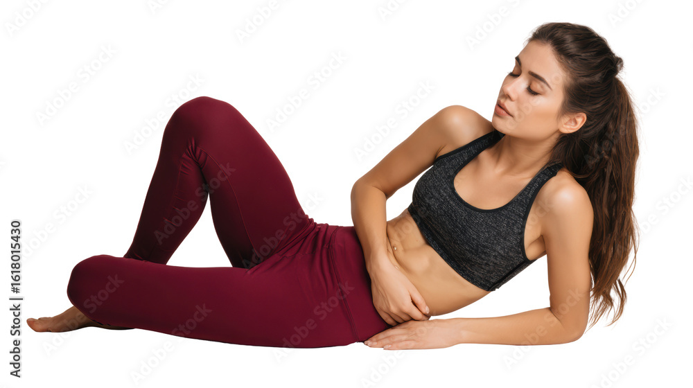 Young woman in activewear, relaxed pose, isolated on a white background. Young woman in activewear, relaxed pose, isolated on a white background.