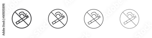 No smoking cigarette signs concept outline symbol design.