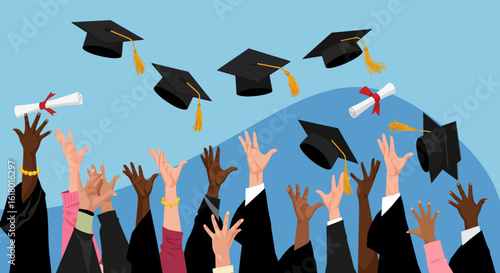 Graduation Moment Vector Illustration of Celebrating Success