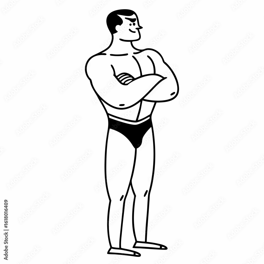Fototapeta premium Muscular man with arms crossed on white background bodybuilder posing
