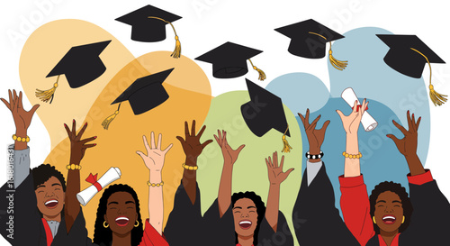 Graduation Moment Vector Illustration of Celebrating Success