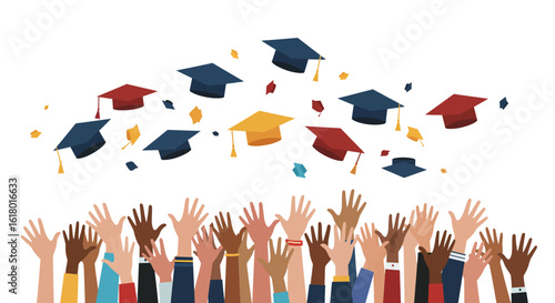 Graduation Moment Vector Illustration of Celebrating Success