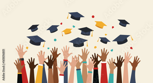 Graduation Moment Vector Illustration of Celebrating Success