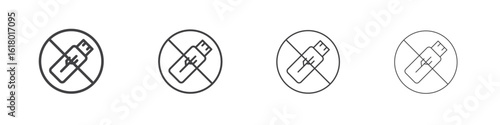 No USB flash drive signs concept outline symbol design.