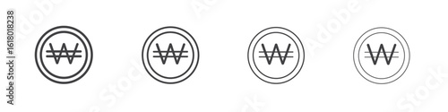 Korean won icon concept outline symbol design.