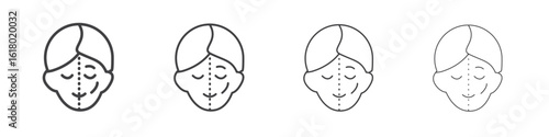 Facelifting procedure icon concept outline symbol design.