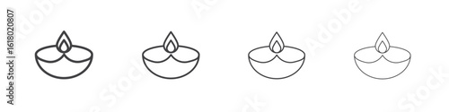 Diya icon concept outline symbol design.