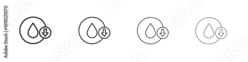Crude oil barrel price falling down icon concept outline symbol design.
