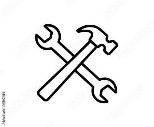 Crossed hammer and wrench icon