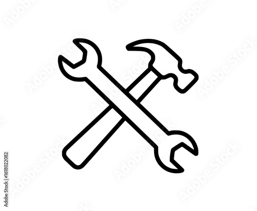Crossed hammer and wrench icon