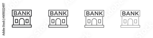 Bank building icon concept outline symbol design.