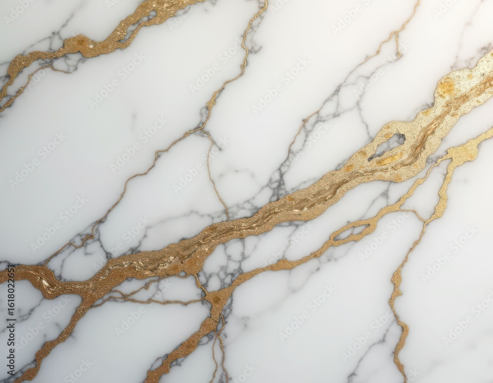 Fototapeta premium White marble with veins of gold and glitter