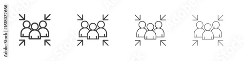 Assembly point icon concept outline symbol design.