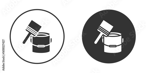 Paint bucket and paint brush icon silhouette symbol. Vector isolated illustration
