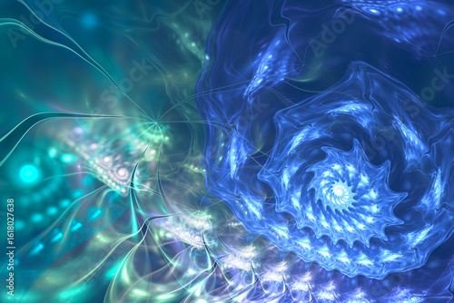 Fotografía Abstract fractal art background, resembling bioluminescent microscopic organisma or plasma