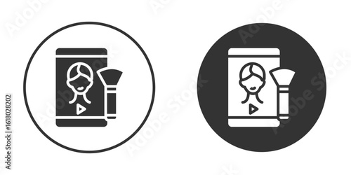 Makeup tutorial video icon silhouette symbol. Vector isolated illustration