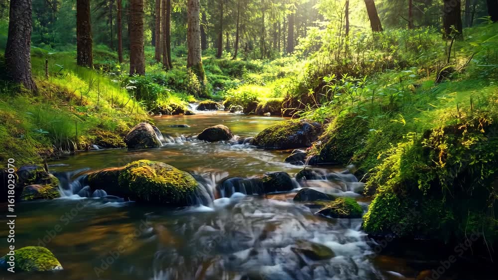 Natural Water Flow in Lush Green Forest
Natural Water Flow in Lush Green Forest