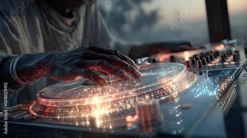 DJ Spinning Tracks with AI-Generated Visuals