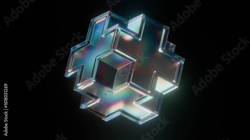 3d Plus cube cristal seamless loop animation