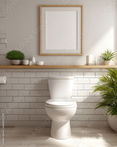 Modern Minimalist Bathroom with White Toilet and Decor

