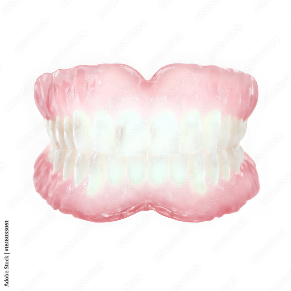 A set of false teeth or dentures used to replace missing teeth for improved oral health isolated on transparent background A set of false teeth or dentures used to replace missing teeth for improved oral health isolated on transparent background