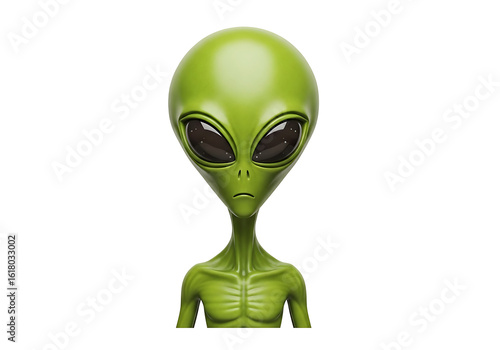 Close-up of a stylized alien figure.