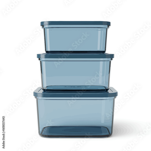 Stack of Transparent Blue Food Storage Containers with Lids for Kitchen Organization and Meal Prep