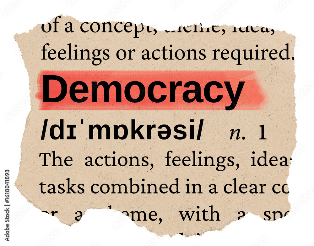 Democracy png word sticker, torn paper dictionary, transparent background Democracy png word sticker, torn paper dictionary, transparent background