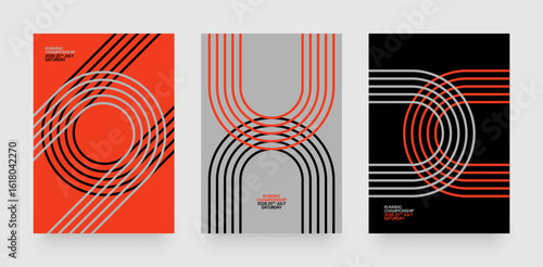 Layout with running track for sports event, competition or championship. Template for background, poster or cover.
