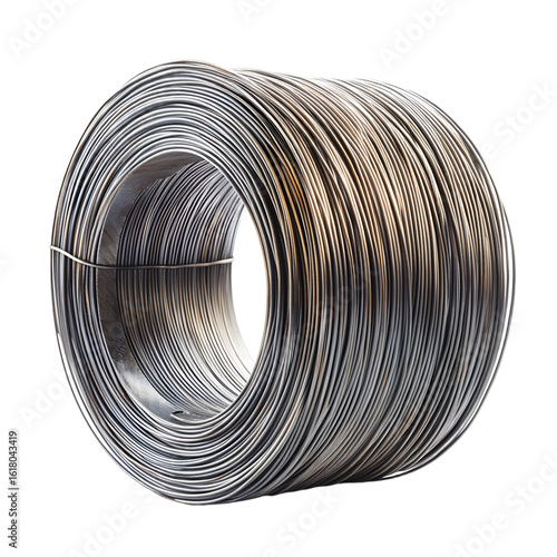 Professional Steel Wire Coil Roll Isolated on White Background