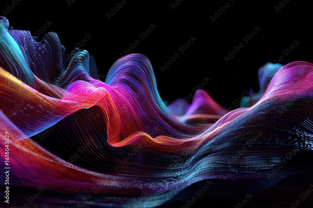 Fototapeta premium A colorful wave of light on a black background