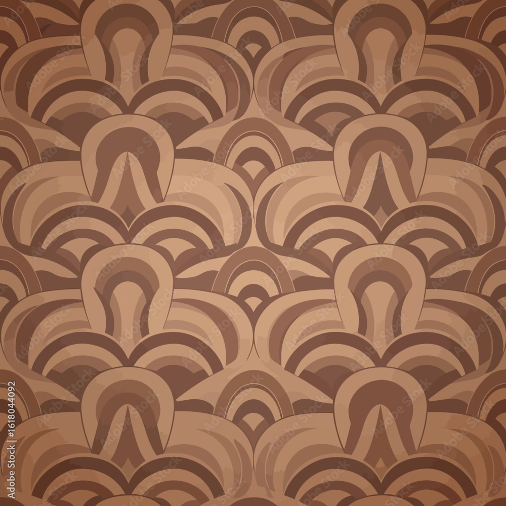 A seamless retro pattern with overlapping arched forms in a vintage brown color palette, great for backgrounds and textures. A seamless retro pattern with overlapping arched forms in a vintage brown color palette, great for backgrounds and textures.