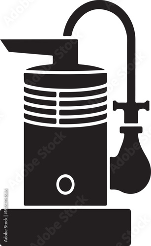 Vintage laboratory distillation apparatus silhouette