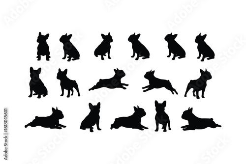 French bulldog silhouettes various poses animal