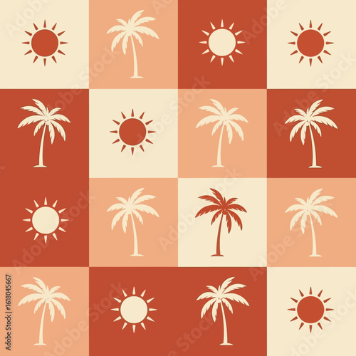 Palm Tree and Sun Pattern