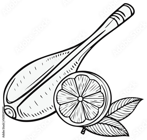 Lemongrass and Lemon with Leaves Vector Illustration