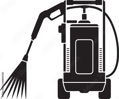 Industrial pressure washer machine with spray nozzle silhouette