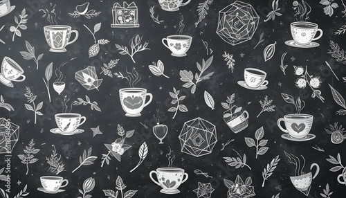 seamless background with coffee cups