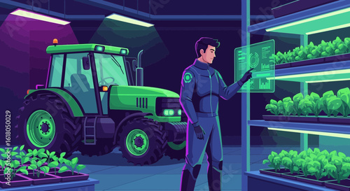 Precision Agriculture With Vertical Farming And Modern Tractor